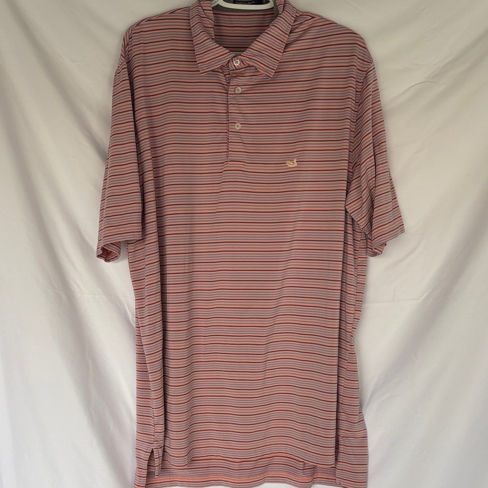 Southern Marsh Performance Polo in Pink and Blue Stripes